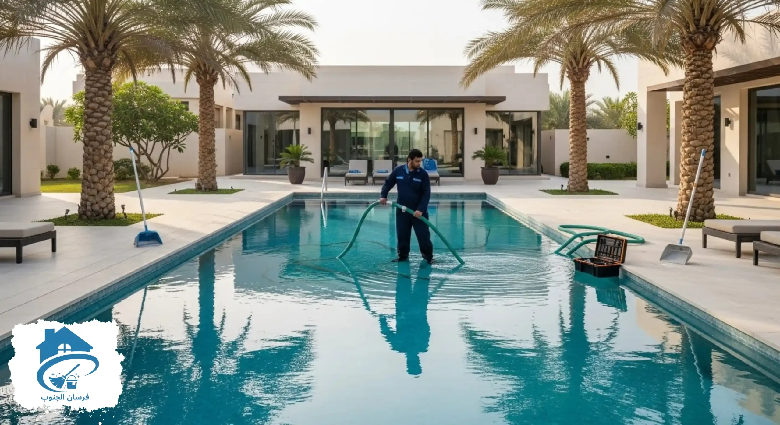 خدمات تنظيف وصيانة المسابح بالرياض للحفاظ على المياه نقية دائمًا من شركة فرسان الجنوب
